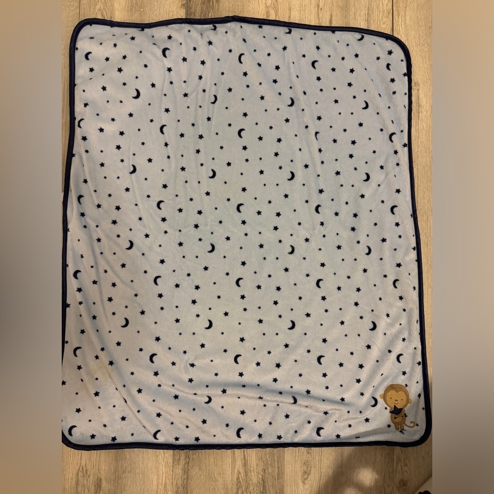 Child of mine blue monkey baby blanket